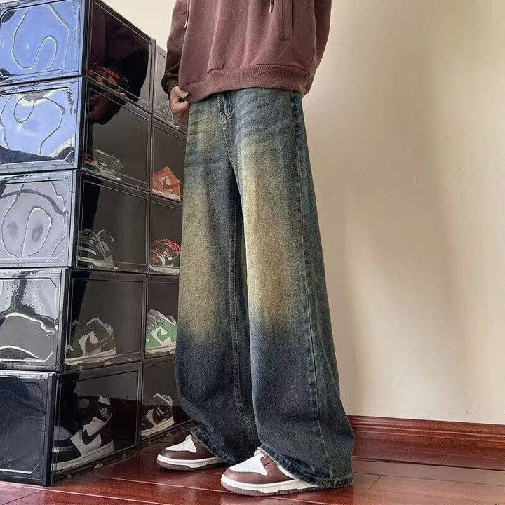 Vintage Wide-Leg Denim Pants for Men