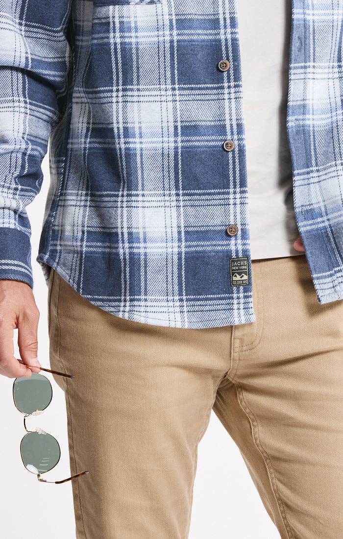 Knit Flannel Button-Up Shirt