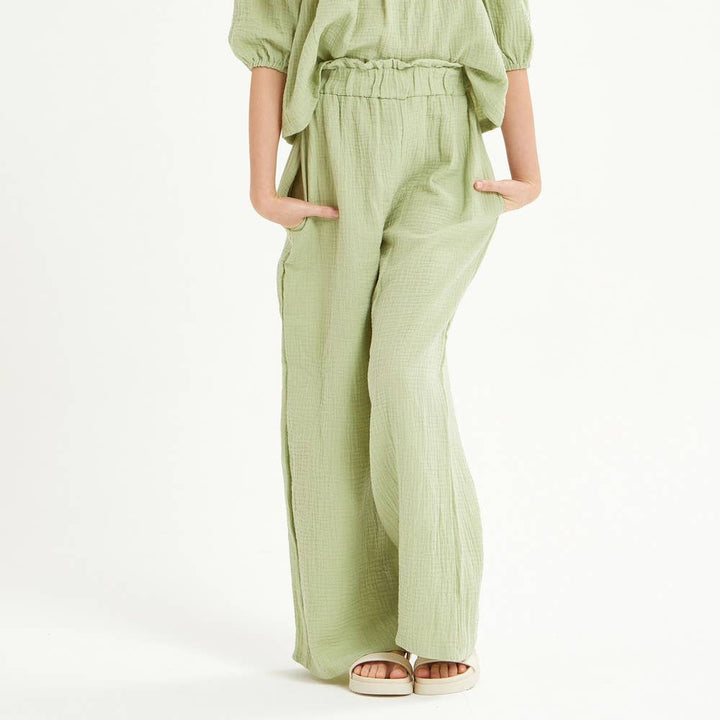 Wide Legs Cotton Gauze Pants