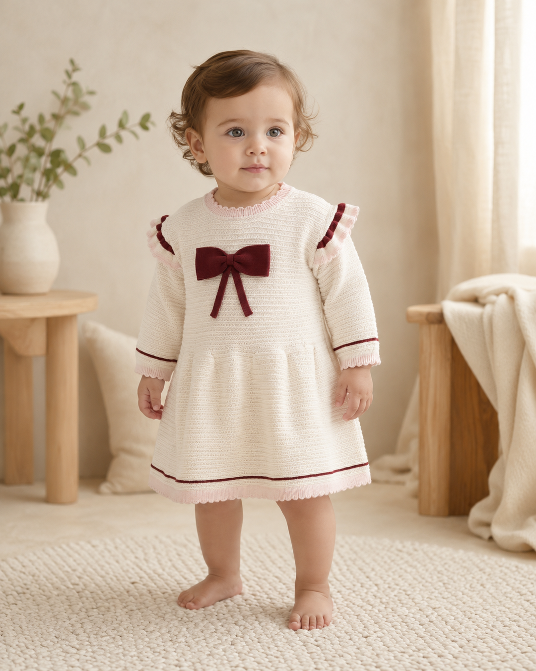 Ella Tex Knit Baby Ruffle Dress (Organic Cotton)