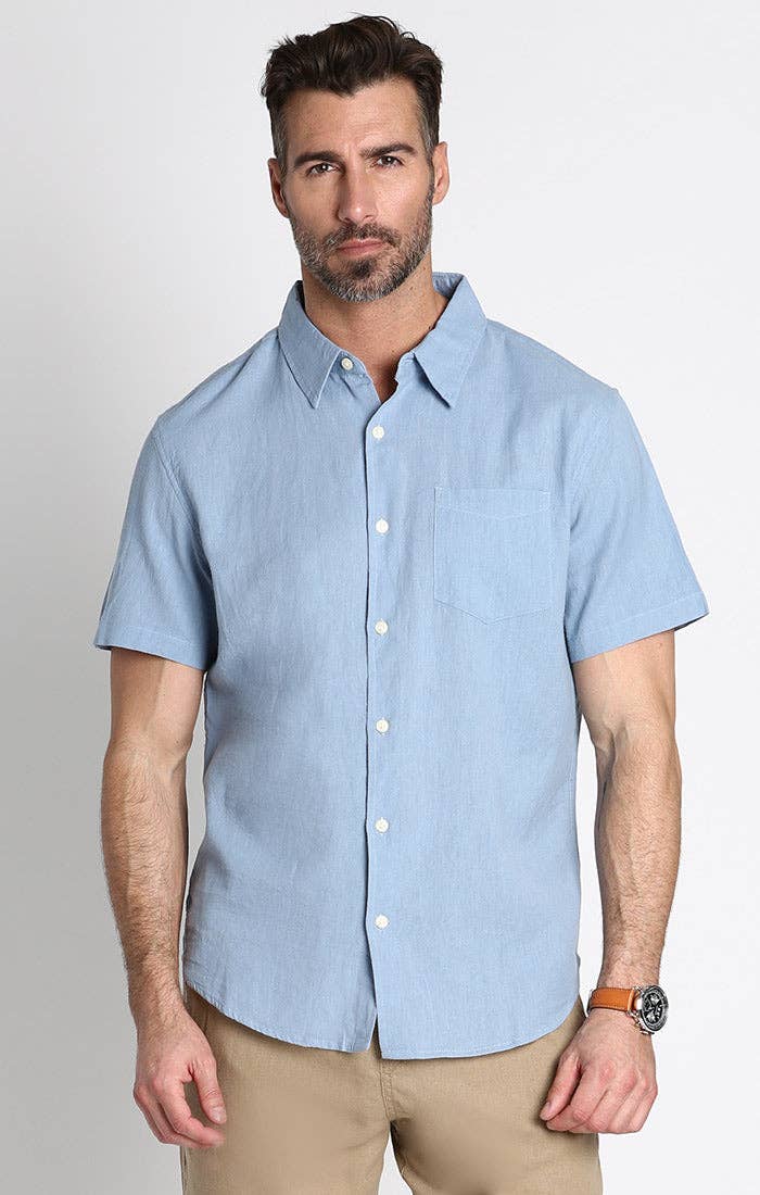 Cotton Linen Blend Short Sleeve Shirt