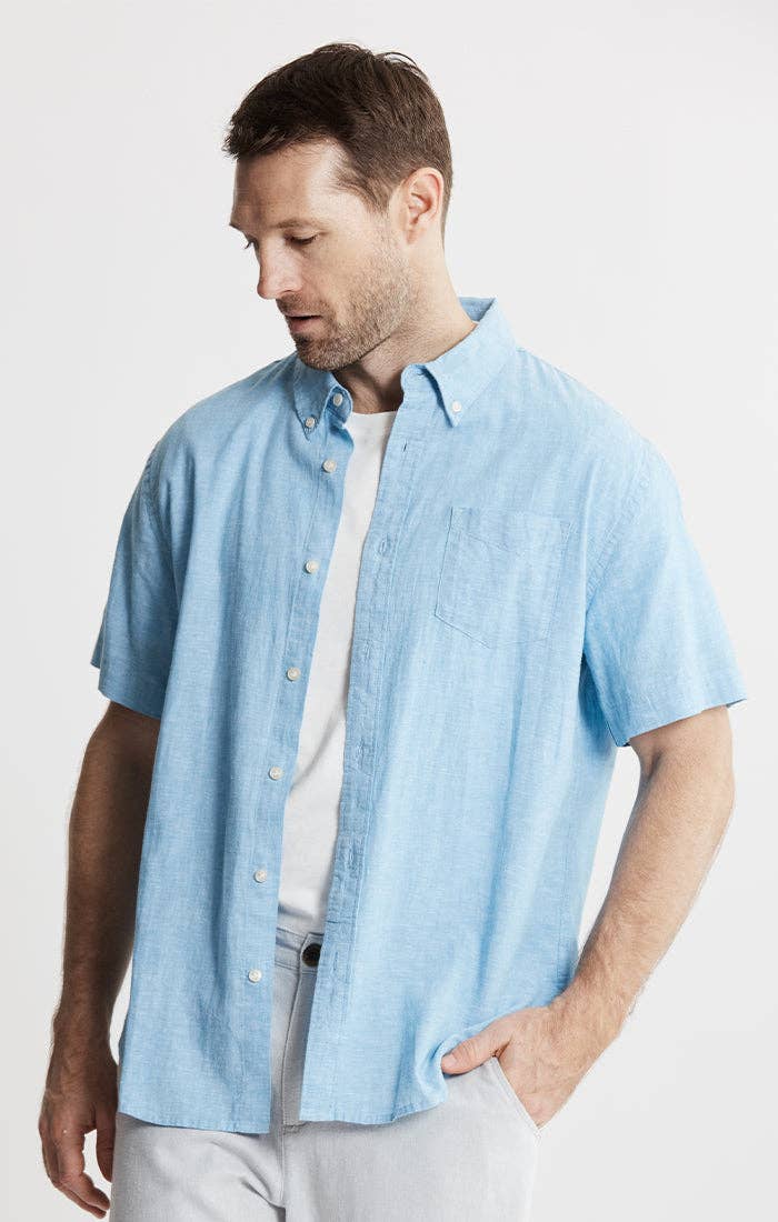 Cotton Linen Blend Short Sleeve Shirt