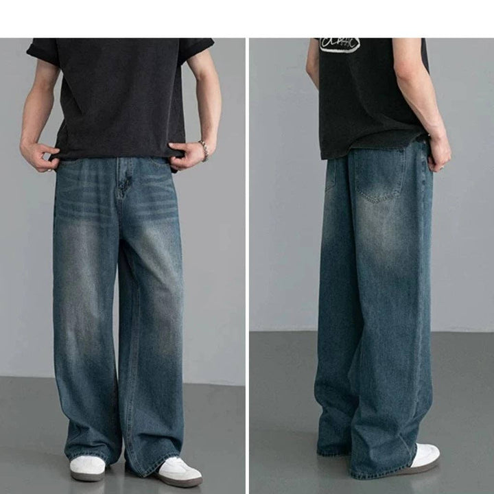 Vintage Wide-Leg Denim Pants for Men
