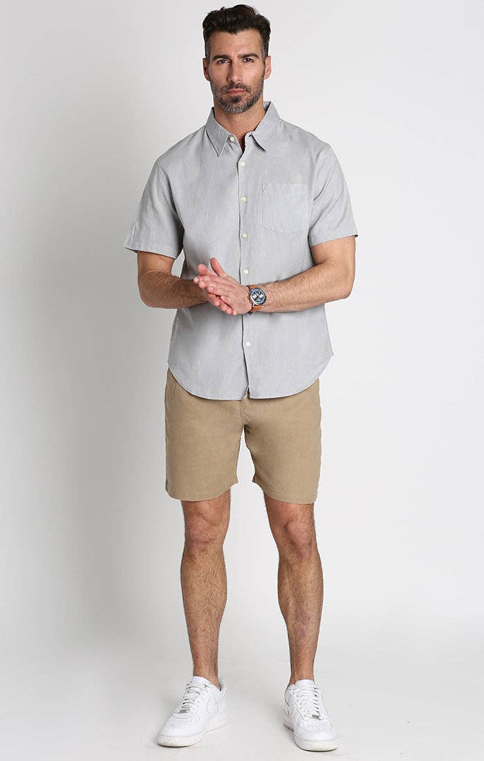 Cotton Linen Blend Short Sleeve Shirt