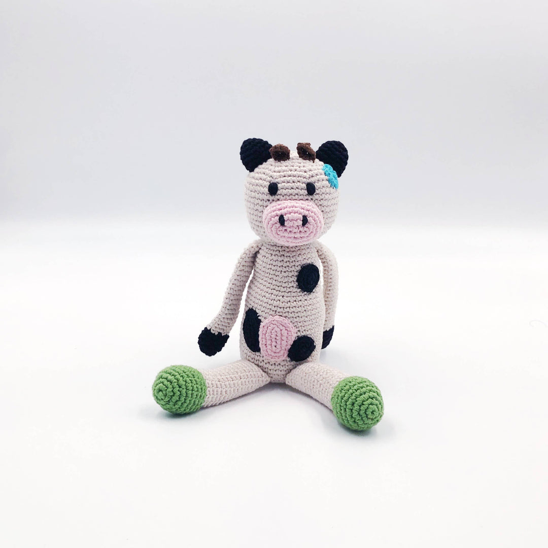 Cuddly Cow Plush Toy - Handmade Organic Cotton Crochet