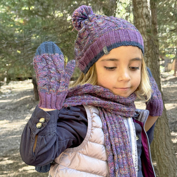 Kid's Alpaca Gloves - Braided - Violet Vortex