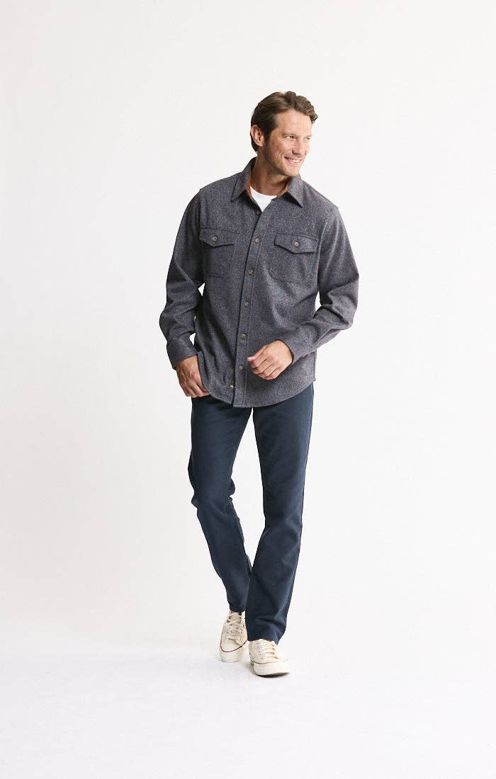 Knit Flannel Button-Up Shirt