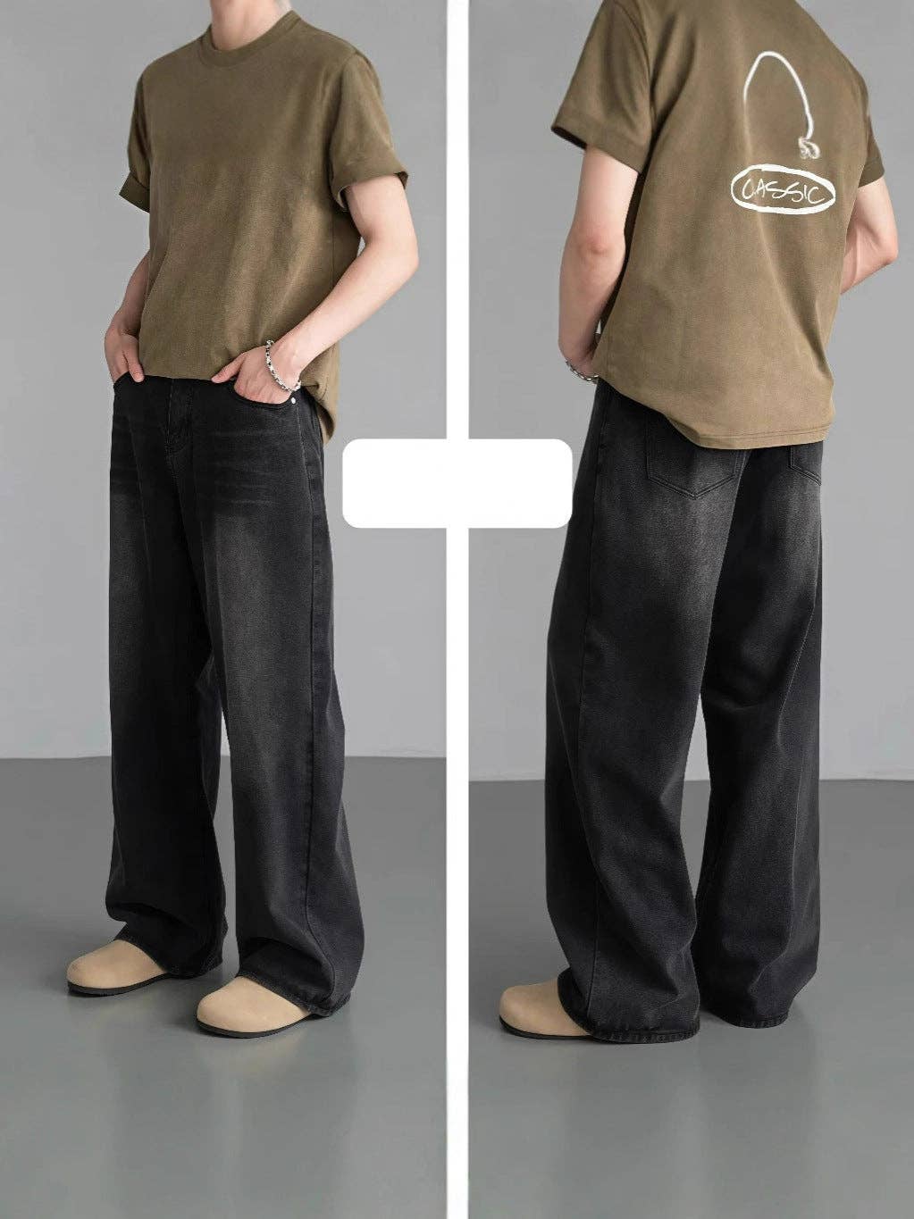 Vintage Wide-Leg Denim Pants for Men