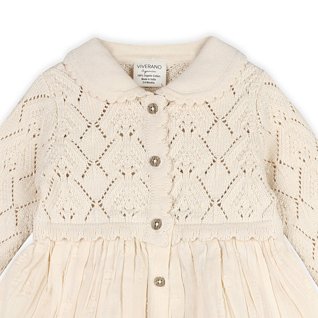 Phoebe Pointelle Knit Sweater Baby Dress (Organic Cotton)