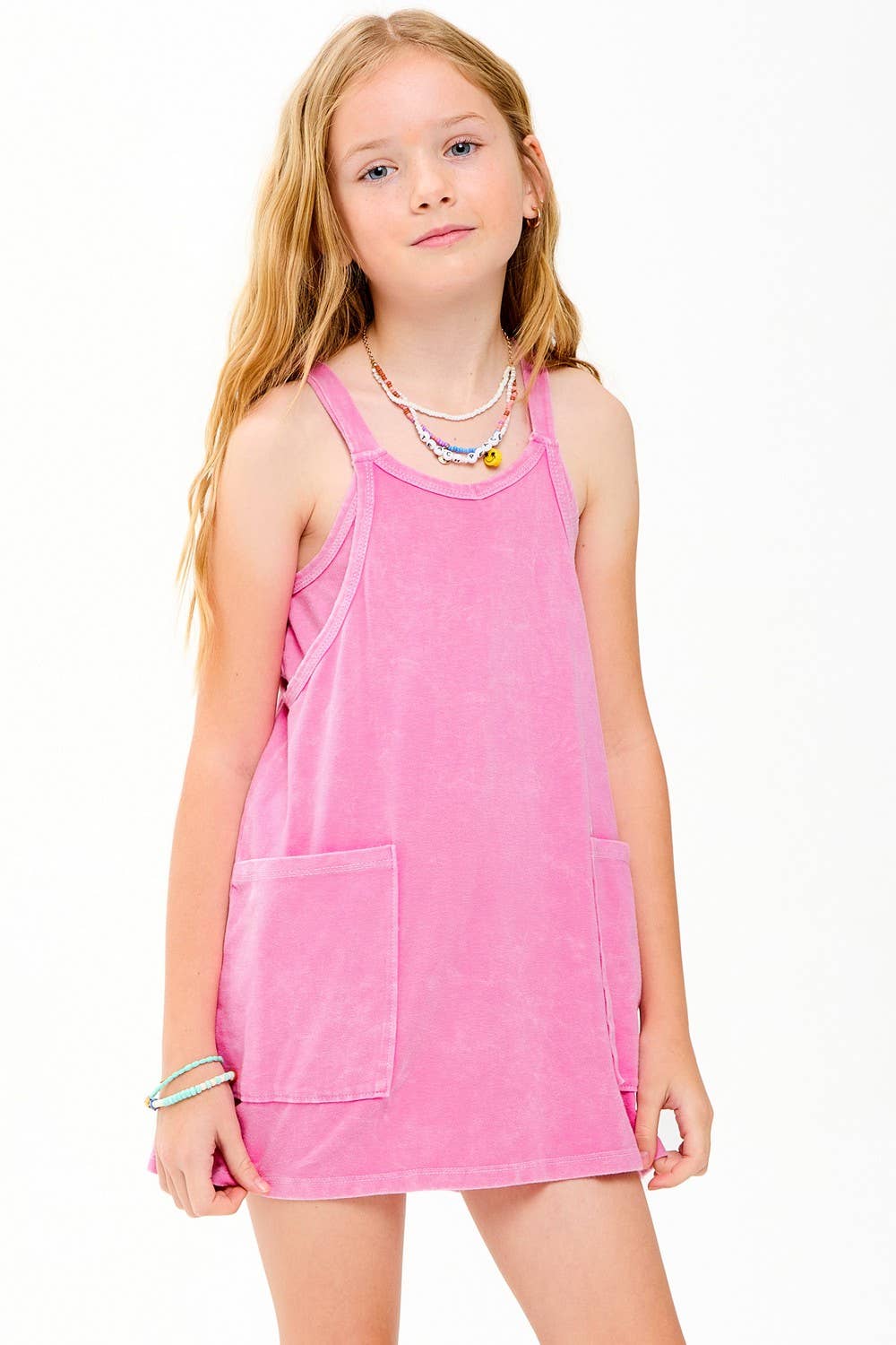 Mineral Washed Dress with Built-in Romper Lining