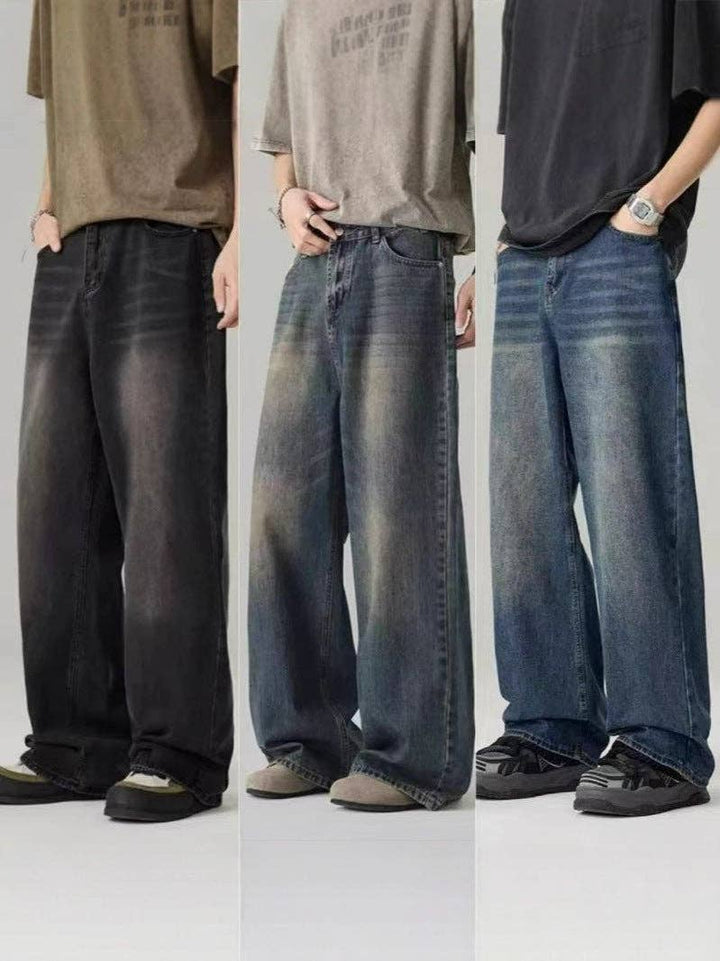Vintage Wide-Leg Denim Pants for Men