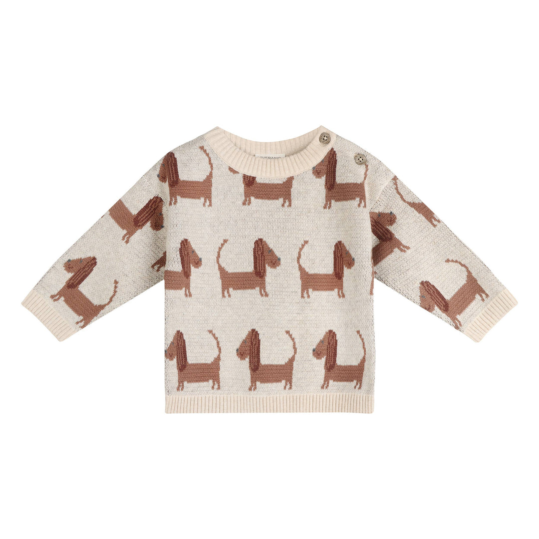 Doxie Dog Jacquard Knit Baby Pullover (Organic Cotton)
