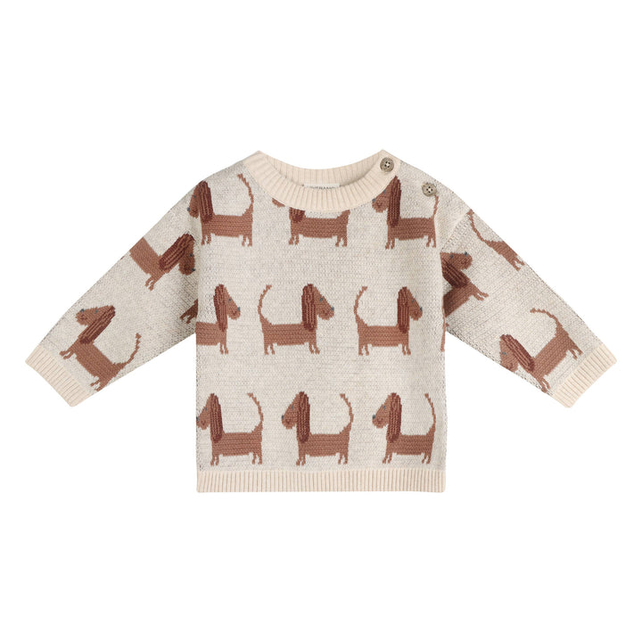 Doxie Dog Jacquard Knit Baby Pullover (Organic Cotton)