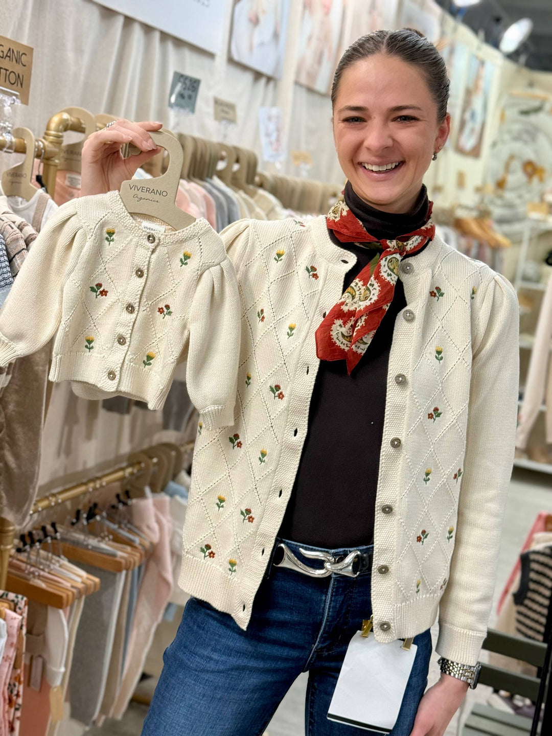 Lisa Floral Embroidered Baby Cardigan (Organic Cotton)
