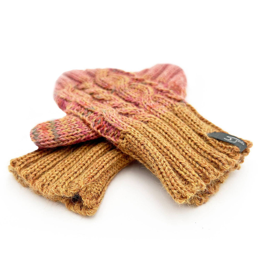Kid's Alpaca Gloves - Braided - Sunny Swirl