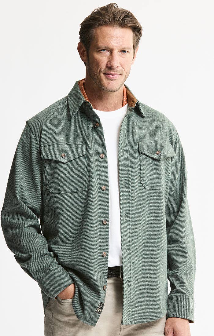 Knit Flannel Button-Up Shirt