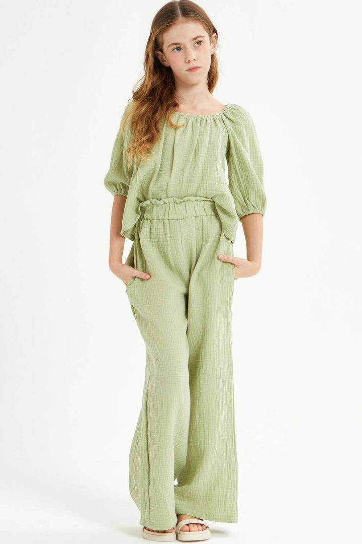 Wide Legs Cotton Gauze Pants