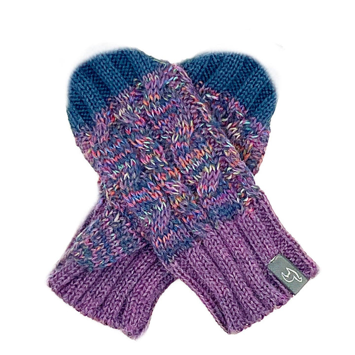 Kid's Alpaca Gloves - Braided - Violet Vortex