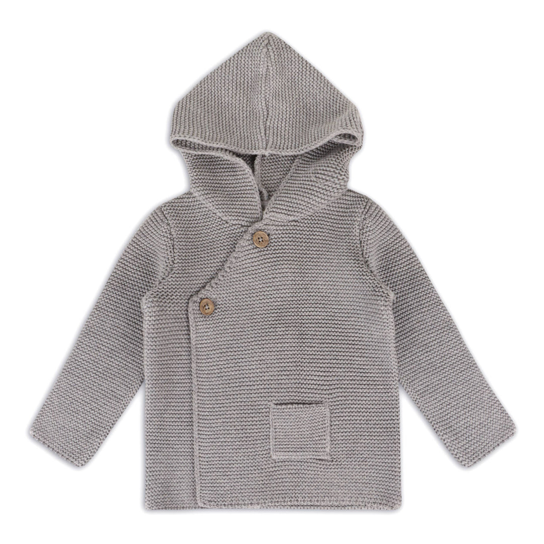 Hooded Button & Pocket Sweater Knit Baby Jacket (Organic)