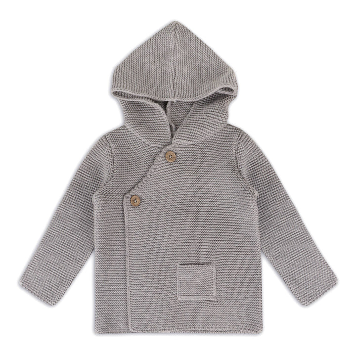 Hooded Button & Pocket Sweater Knit Baby Jacket (Organic)