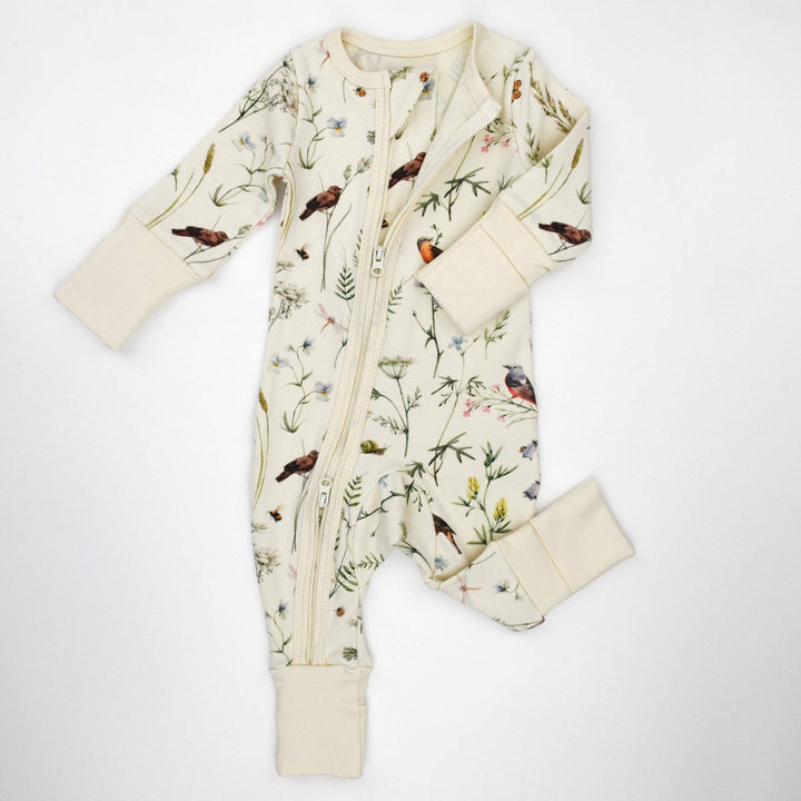 Organic Cotton Baby Pajamas 2-Way Zip Front Zipper Sleeper, Finch