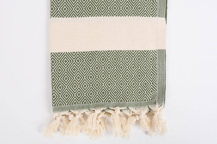 Hand Towel, Luxurious Diamond Khaki Green Towel