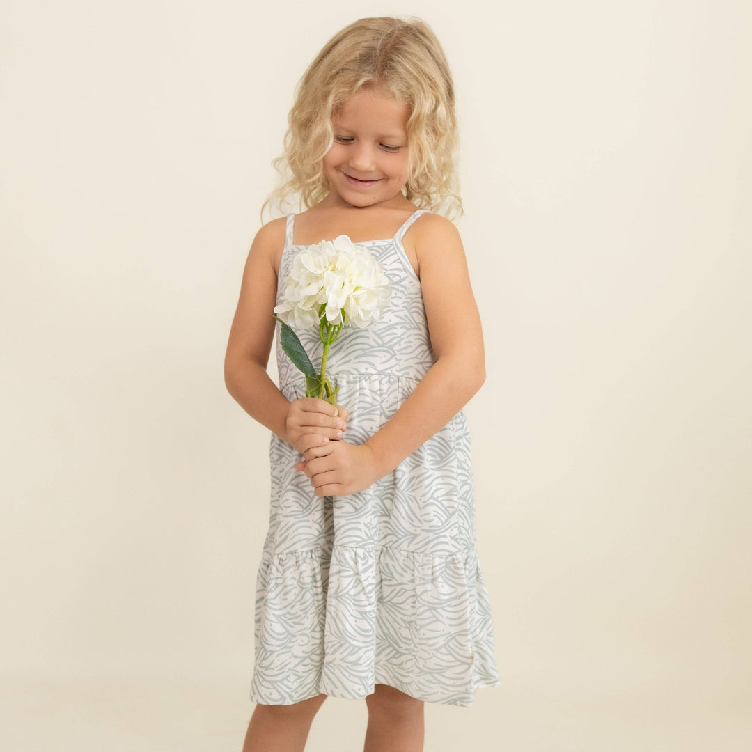 Organic Strap Tiered Dress - Waves