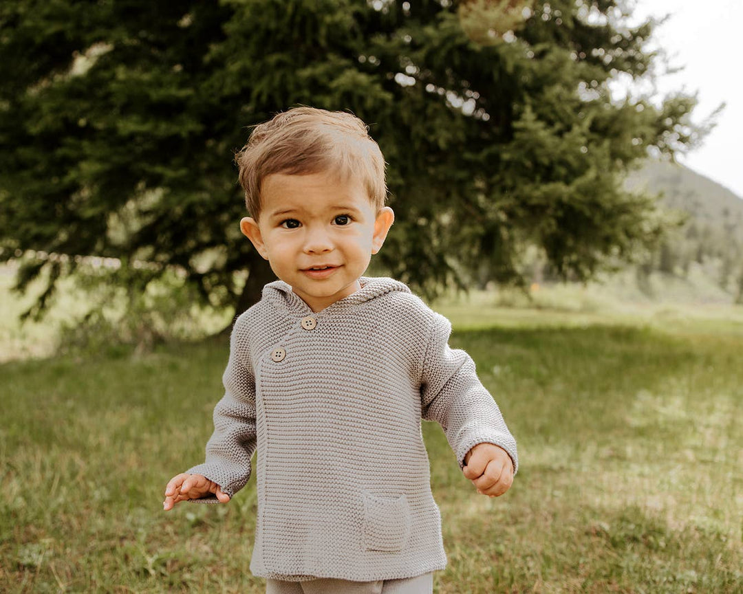 Milan Pastel Hooded Sweater Knit Baby Jacket (Organic Cotton