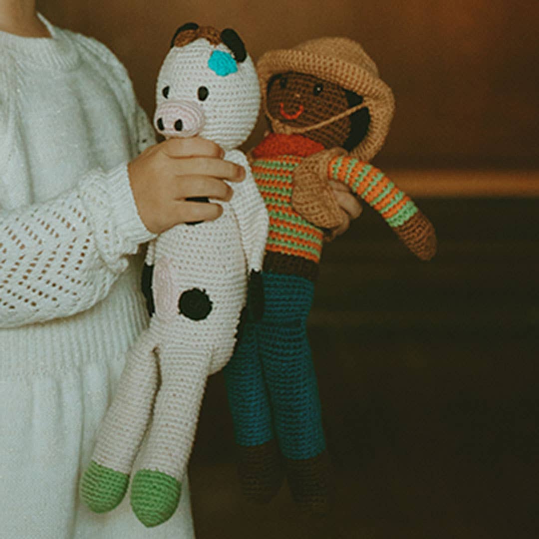 Cuddly Cow Plush Toy - Handmade Organic Cotton Crochet