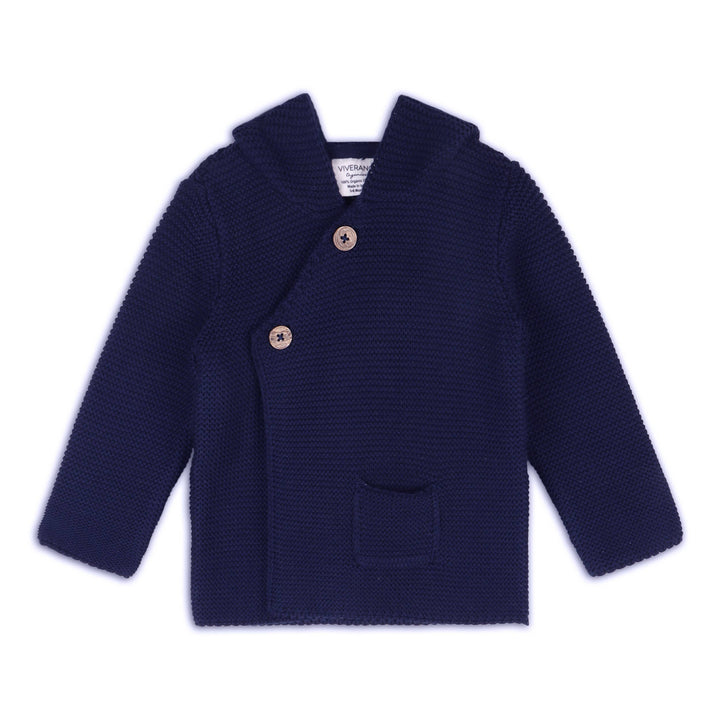Hooded Button & Pocket Sweater Knit Baby Jacket (Organic)