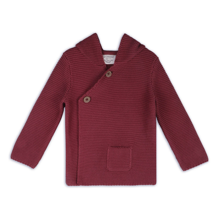 Hooded Button & Pocket Sweater Knit Baby Jacket (Organic)
