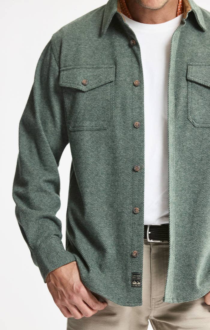 Knit Flannel Button-Up Shirt