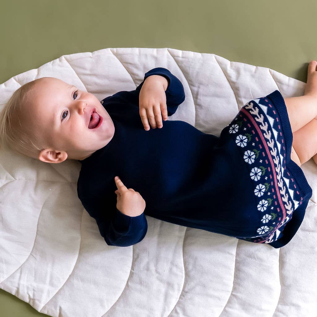 Fair Isle Baby Girl Sweater Knit Dress (Organic Cotton)