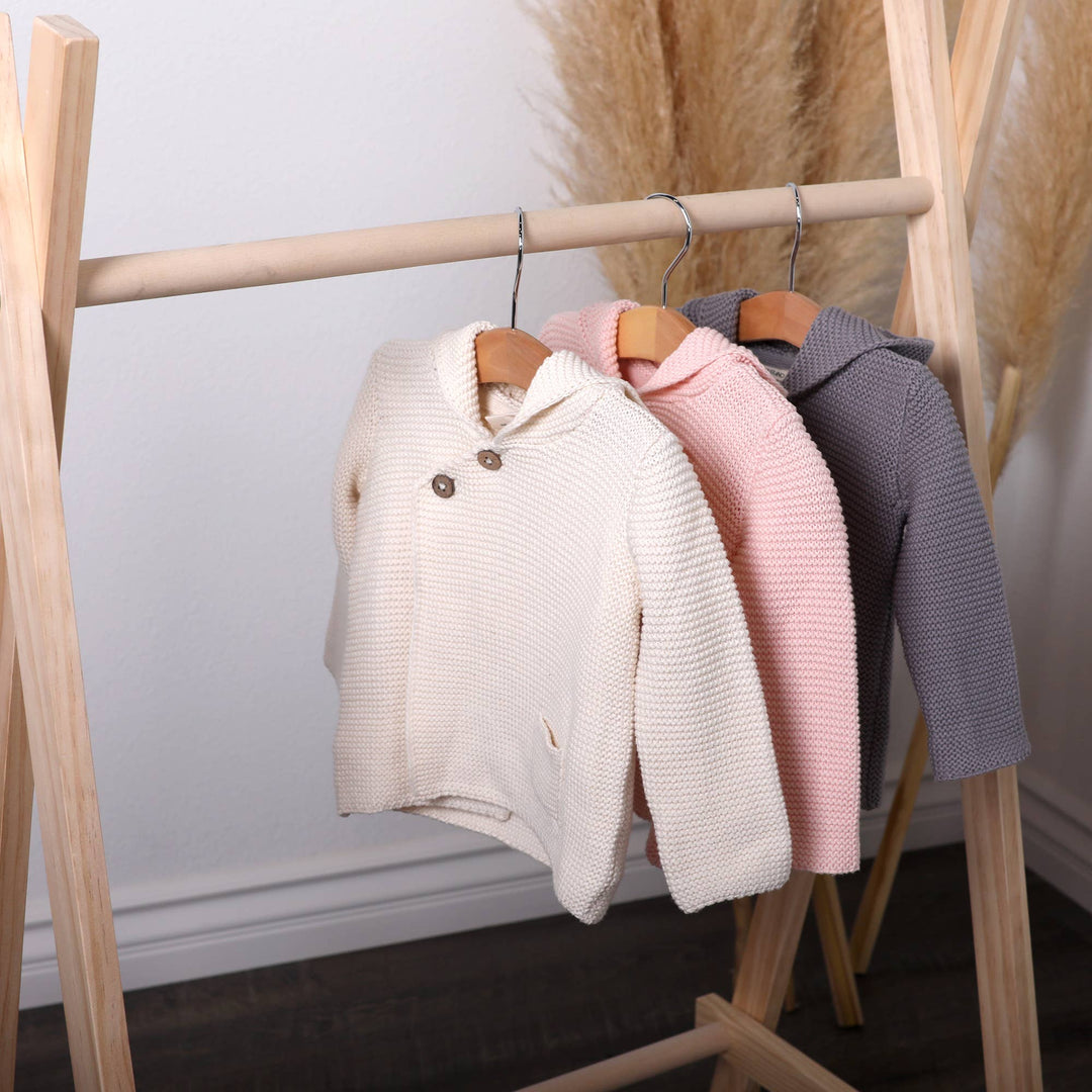 Milan Pastel Hooded Sweater Knit Baby Jacket (Organic Cotton