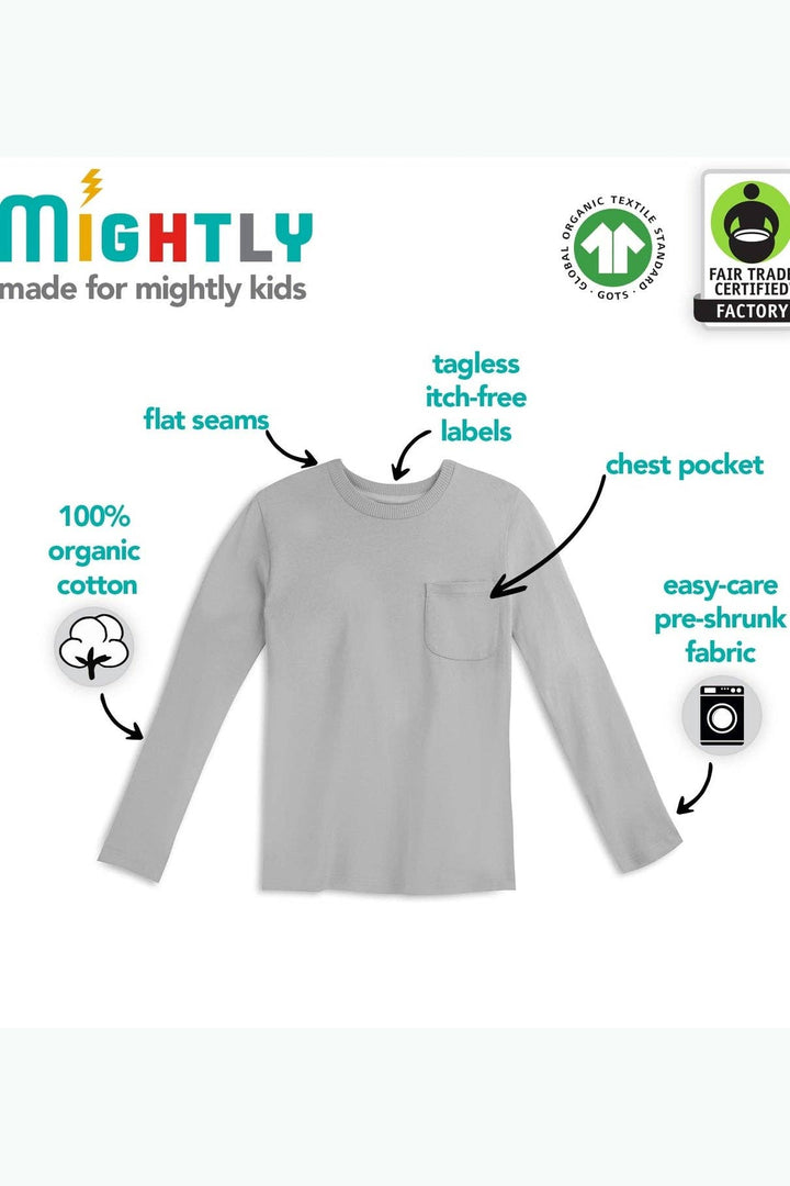 Organic Cotton Kids Shirts - Long Sleeve Pocket Tee