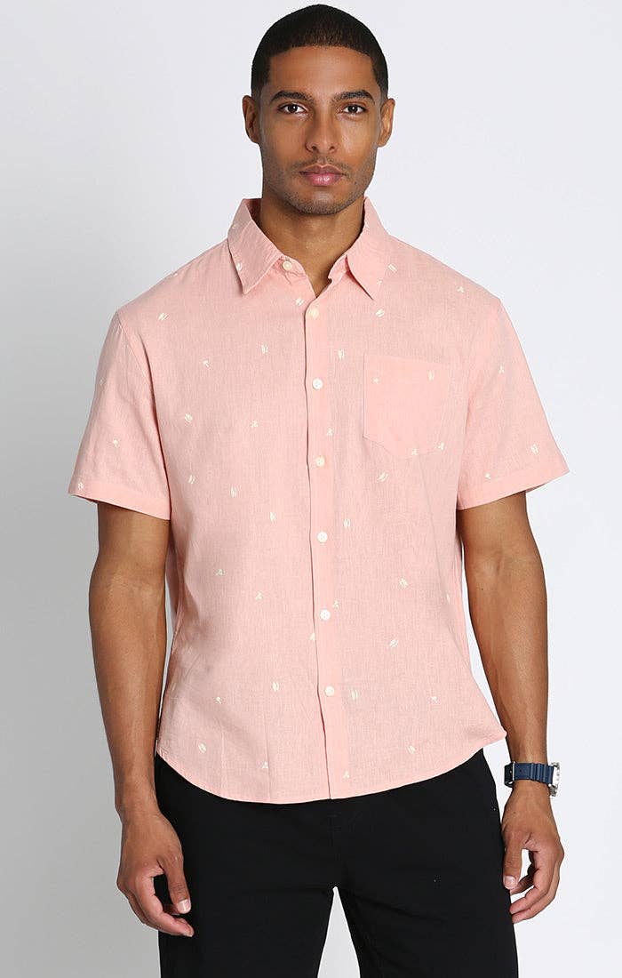 Cotton Linen Blend Short Sleeve Shirt